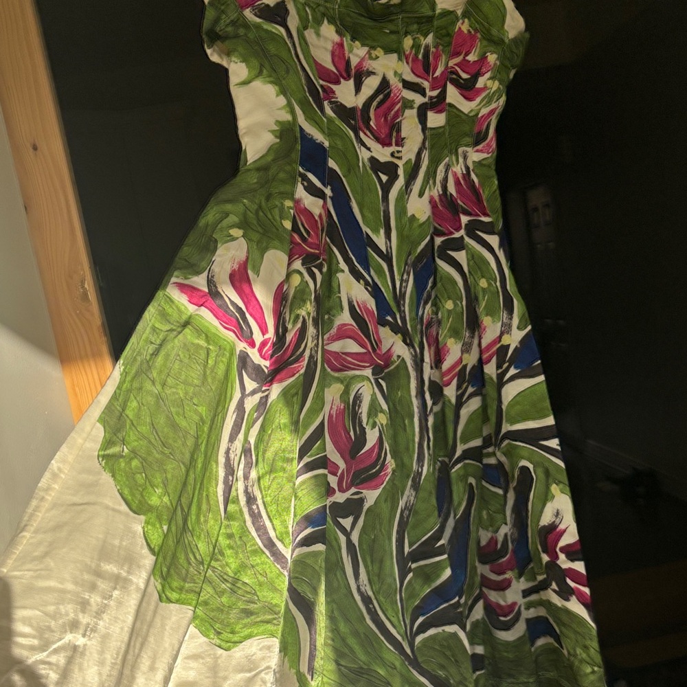 Aje Paradiso Cinched Floral Linen-Blend Midi Dress - Picture 5 of 10